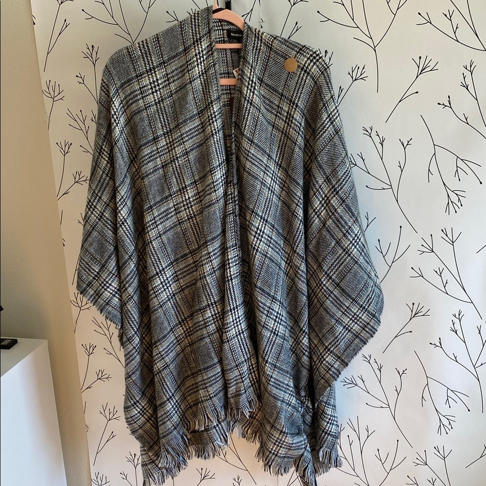 Plaid Gray Poncho